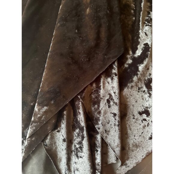 Black Velvet Asymmetrical High-Low Skirt With Draped Overlay Women’s M - Picture 2 of 3